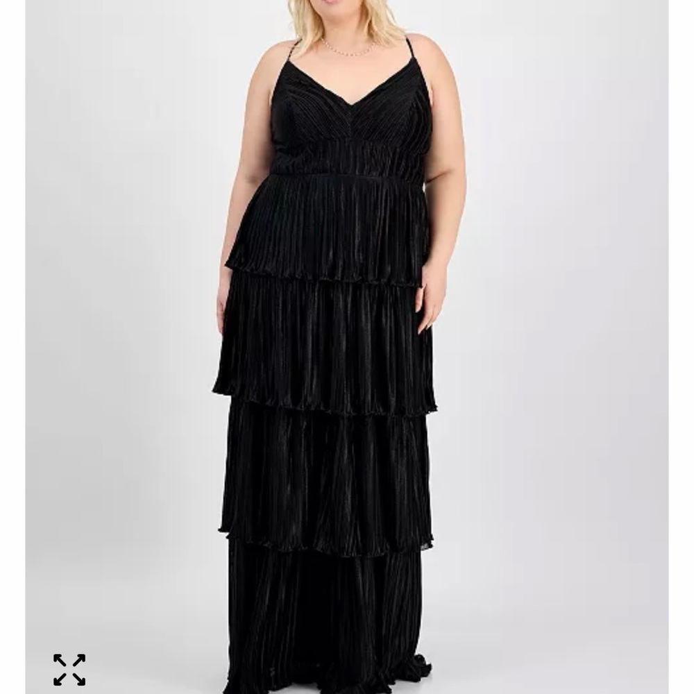 066 Emerald Sundae Black Tiered Ruffle Maxi Dress SZ 14 - Picture 3 of 8